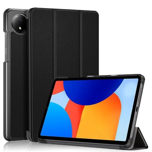 QINOUK Hülle für Xiaomi Redmi Pad SE 8.7 4G, [Standfunktion] Ultradünne Smart Cover mit Auto Sleep Wake, PU und PC Anti-Kratz-Schutzhülle, für Redmi Pad SE 8.7 4G-Schwarz von QINOUK