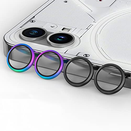 QINOUK Kamera Schutzfolie für Nothing Phone 2, [4 Stück] Ring aus Aluminiumlegierung, HD Kamera Linse Schutzfolie, [Anti-Scratch]-Buntes+Schwarz von QINOUK