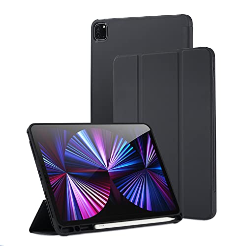 QINOUK Schutzhülle für iPad Pro 12.9 2021 2020 mit Stifthalter, Premium PU Ultra Thin Smart Cover mit automatischer Sleep Wake Funktion, [Standfunktion] für Apple iPad Pro 12,9 Zoll 5. 4. von QINOUK