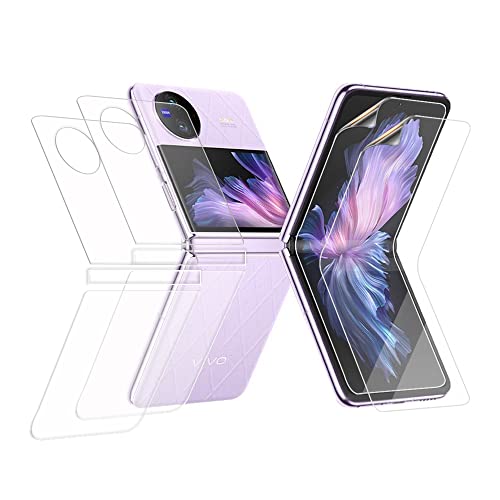 QINOUK für vivo X Flip Schutzfolie [Vorderseite + Rückseite Bildschirm], [2 Sets] Weiches TPU Displayschutzfolie, [Anti-Kratzer] [Voller Schutz] Weichfilm für vivo X Flip von QINOUK