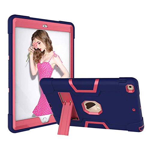 QINYUP 10.2 2019   Tablet Stand Stoßfeste Hochleistungs-Hautschutzgummi-Hybridhülle für neues iPad 7. Generation A2200-Rose von QINYUP