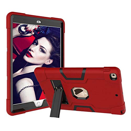 QINYUP 10.2 2019   Tablet Stand Stoßfeste Hochleistungs-Hautschutzgummi-Hybridhülle für neues iPad 7. Generation A2200-Rot Schwarz von QINYUP