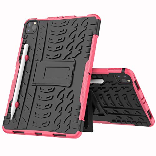 QINYUP Anti-Rutsch-Tablet-Hülle für Apple IPAD PRO 11 2020 Hybrid Robustes Hartgummi-PC-Ständerhülle Cover-Rose Red von QINYUP