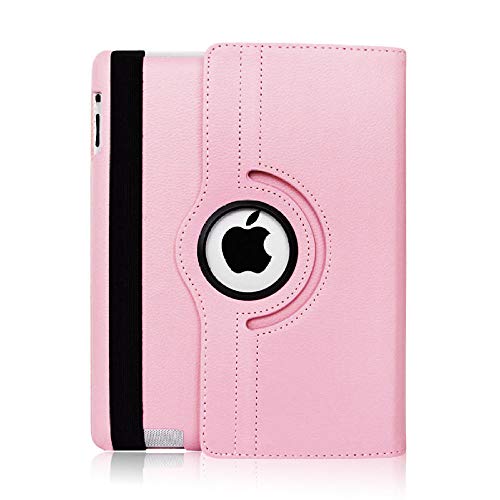 QINYUP Flip Schutzhülle für iPad 2 3 4 Smart Tablet Cover A1458 A1459 A1460 A1416 A1430 A1403 A1395 A1396 A1397360 Rotierendes Coque-Pink von QINYUP
