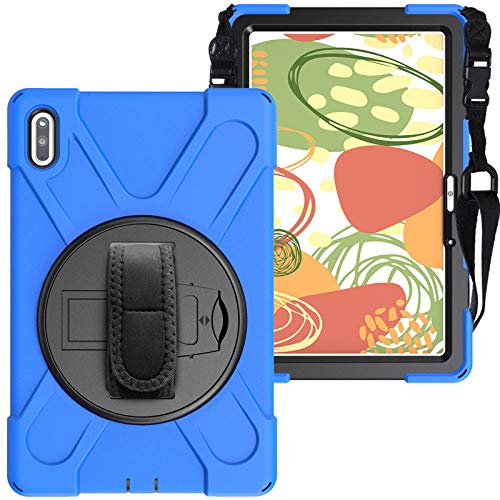 QINYUP Geeignet für Huawei MatePad 10,4 Zoll drehbare PC-Halterung Anti-Fall-Tablet-Abdeckung Handschlaufe Gurtblau von QINYUP