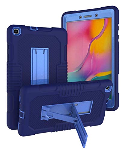 QINYUP Geeignet für Samsung Tab A 8.0 T290 / T295 DREI-in-Eins-Silikon-PC-Unterstützung für Absturzsicherung und stoßfeste Flache Schutzhülle - Marine + Blau von QINYUP