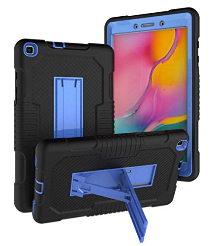 QINYUP Geeignet für Samsung Tab A 8.0 T290 / T295 DREI-in-Eins-Silikon-PC-Unterstützung für Absturzsicherung und stoßfeste Flache Schutzhülle - Schwarz + Blau von QINYUP