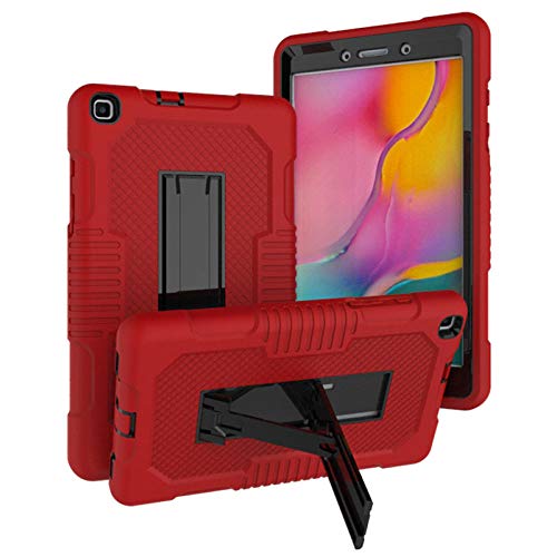 QINYUP Geeignet für Samsung Tab A 8.0 T290 / T295 DREI-in-Eins-Silikon-PC-Unterstützung für Absturzsicherung und stoßfeste Flache Schutzhülle in Rot von QINYUP