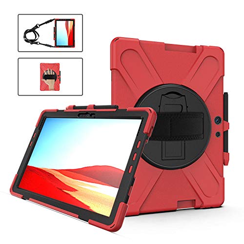 QINYUP Geeignet für Samsung Tab S6 10.5 T860 T865 PC-Halterung Silikon Handriemen Tablet Schutzhülle rot von QINYUP