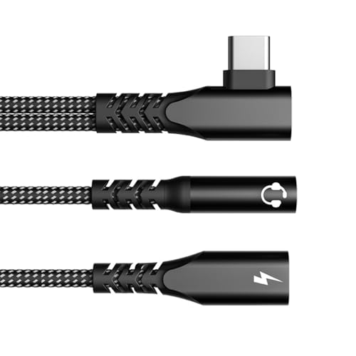QINZITAO Typ-C auf 3,5-mm-Kopfhörer-Soundadapter mit PD60W Schnellladung und 90° abgewinkelt für Telefongeräte von QINZITAO