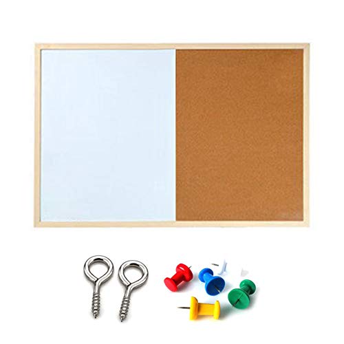Message Cork Board Holzrahmen Whiteboard Zeichentafeln Kombination Pinnwand Magnetische Markertafel Korktafel und Tafel Combo Klein von QINZTON
