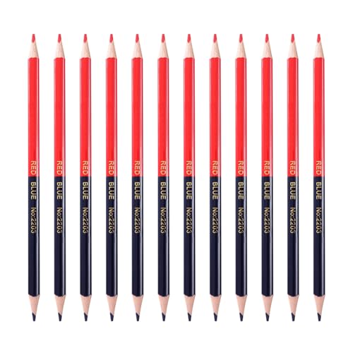 QINZTON Packung Mit 12 Rötungs Und Blaustift Kontrollstiften. Doppelseitiger Farbiger Radierbarer Bleistift Vorgespitzter Bleistift Zum Überprüfen Von Markierungsstiften QINZTON Packung Mit 12 Rötungs Und Blaustift Kontrollstiften. Doppelseitiger Farbiger Radierbarer Bleistift Vorgespitzter Bleistift Zum Überprüfen Von Markierungsstiften von QINZTON