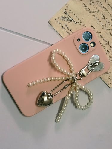 Kompatibel mit Oppo Find X5 Pro Einfarbige Silikonweiche Hülle mit Borte, Perle und Herz Anhänger Kompatibel mit Oppo Find X5 Pro Einfarbige Silikonweiche Hülle mit Borte, Perle und Herz Anhänger von QIODAYI