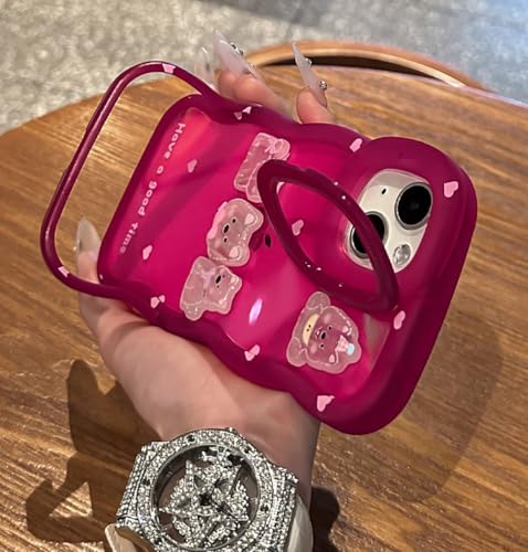 Kompatibel mit iPhone 13 Pro Max,Teddy - Bär Doppelschiene Durchsichtige Süße Silikon Handyhülle von QIODAYI