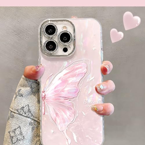 Kompatibel mit iPhone 13 Pro Max - Luxus Perforiertes Muschel Muster Gehäuse Regenbogen Blumen Design von QIODAYI