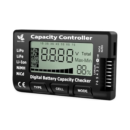 Digital Batterie Kapazität Checker,QIQIAZI Autobatterie Tester, Digitaler Batteriekapazität Spannungsprüfer Controller Tester für LiPo/Life/Li-Ion/NiMH/Nicd von QIQIAZI