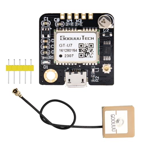 GT-U7 GPS Modul, GT-U7 Empfängermodul Hohe Empfindlichkeit mit IPEX-Antenne,3.6V-5V GPS-Modul Kompatibel mit Satelliten-Mikrocontroller NEO-6M für Arduino EEPROM von QIQIAZI