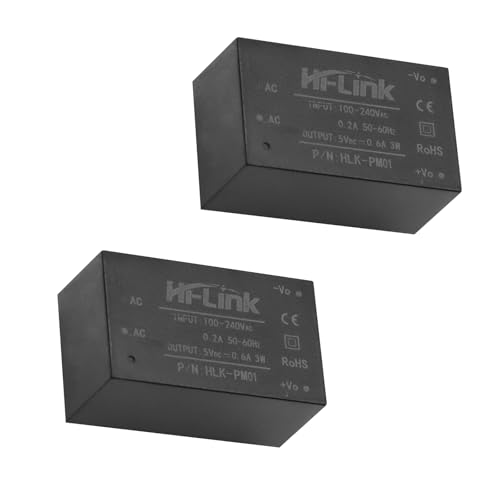 Mini-Netzteilmodul 220 V bis 5 V, QIQIAZI Isoliertes AC-DC-Netzteilmodul kompatibel mit Arduino, RPi(2 Stück) von QIQIAZI