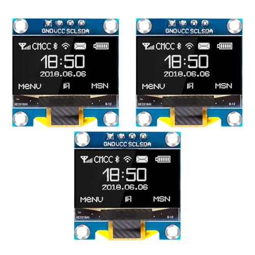 QIQIAZI 0,96 Zoll OLED Display I2C Modul,3PCS I2C Display Modul 128 x 64 Pixel I2C Bildschirm Anzeigemodul kompatibel mit Arduino und Raspberry Pi(Weiß) von QIQIAZI