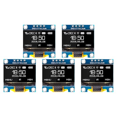 QIQIAZI 0,96 Zoll OLED Display I2C Modul,5PCS I2C Display Modul 128 x 64 Pixel I2C Bildschirm Anzeigemodul kompatibel mit Arduino und Raspberry Pi(Weiß) von QIQIAZI
