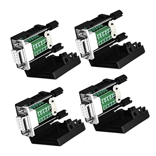 QIQIAZI 4 Stück DB9 lötfreier Adapter 9 Pin Seriell R-S-232 auf 9 Pin-Buchse Serielles Terminal Breakout-Karte Modul (mit Mutter) von QIQIAZI