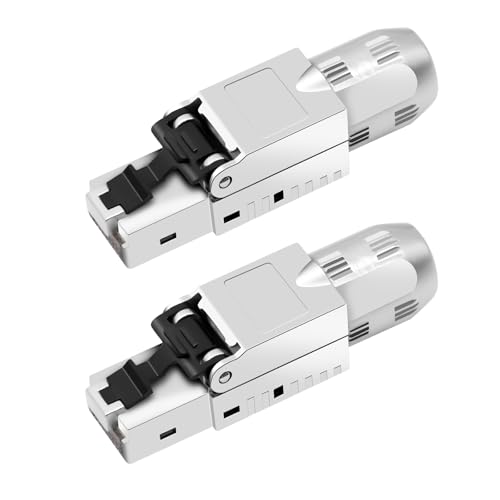 RJ45 Stecker Werkzeuglos Netzwerkstecker,LAN Stecker Werkzeuglos, Kompatibel Cat 7,Cat 6a,Cat 6 Netzwerkkabel, Ethernet Stecker Bis zu 10 Gbps | 1000M Stabile Signalübertragung (2) von QIQIAZI