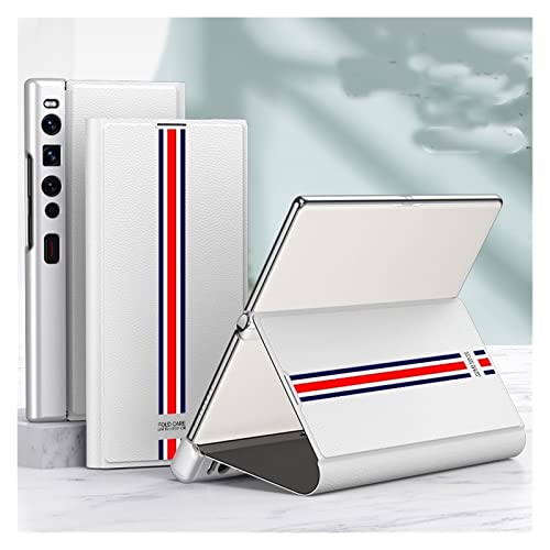 Luxuriöse magnetische Handyhülle aus Leder, stoßfest, kompatibel mit Huawei Mate XS 2 XS2 (Farbe : White A) von QISUO
