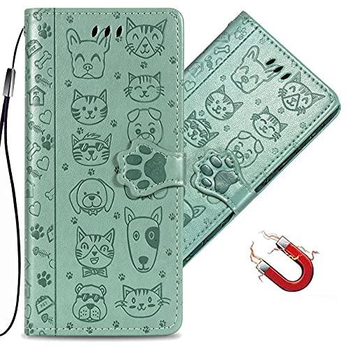 QIVSTAR Samsung Galaxy A32 5G Katze und Hund Handyhülle für geprägtes PU-Leder 360 Grad Schutzhülle mit Umhängeband Kickstand Funktion Flip Cover für Samsung Galaxy A32 5G Tiere Grün SD4 QIVSTAR Samsung Galaxy A32 5G Katze und Hund Handyhülle für geprägtes PU-Leder 360 Grad Schutzhülle mit Umhängeband Kickstand Funktion Flip Cover für Samsung Galaxy A32 5G Tiere Grün SD4 von QIVSTAR