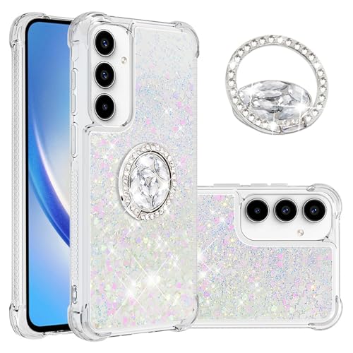 QIVSTAR Schutzhülle für Samsung Galaxy A35 5G mit Ringständer, glitzernde Pailletten, schwimmender Treibsand, solides transparentes TPU-Silikon, stoßfeste Handyhülle für Samsung Galaxy A35 5G, buntes QIVSTAR Schutzhülle für Samsung Galaxy A35 5G mit Ringständer, glitzernde Pailletten, schwimmender Treibsand, solides transparentes TPU-Silikon, stoßfeste Handyhülle für Samsung Galaxy A35 5G, buntes von QIVSTAR
