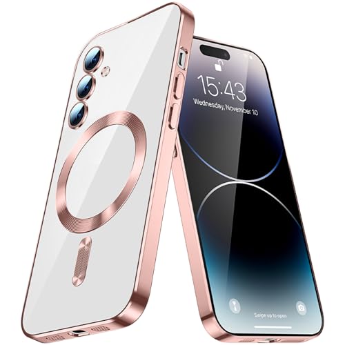 QIWEIQING Clear Magnetic für Samsung Galaxy S21 Hülle Durchsichtig Silikon Handyhülle mit Magsafe Kratzresistente Stoßfest Magnetische Schutzhülle für Samsung Galaxy S21. Rose Gold YIX von QIWEIQING