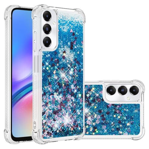 QIWEIQING Hülle Kompatibel mit Samsung Galaxy A05S Schutzhülle mit Flüssig Glitzer, Handyhülle mit Glitter Flüssigkeit, TPU Silikon Flexibel Schutzhülle für Samsung A05S.Blue YBL von QIWEIQING