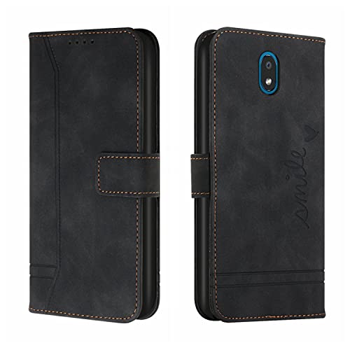 QIWEIQING Kompatibel für LG K30 2019 Hülle Premium Leder PU Handyhülle Flip Case Wallet Lederhülle Klapphülle Klappbar Schutzhülle für LG K30 2019 Tasche Black HX von QIWEIQING