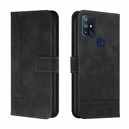 QIWEIQING Kompatibel für OnePlus Nord 10 5G Hülle Premium Leder PU Handyhülle Flip Case Wallet Lederhülle Klapphülle Klappbar Schutzhülle für OnePlus Nord 10 5G Tasche Black HX von QIWEIQING