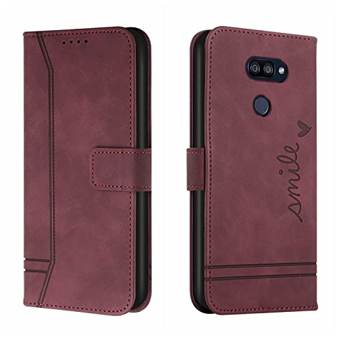 QIWEIQING Kompatibel mit Handyhülle für LG K40S Hülle, Handy LG K40S Hülle, Leder Flip Etui Handytasche Schutzhülle für LG K40S Case Red Wine HX von QIWEIQING