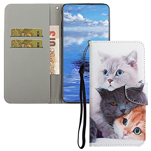 QIWEIQING Kompatibel mit Handyhülle für Samsung Galaxy S8 Plus Hülle Leder, Samsung Galaxy S8 Plus Klapphülle Handytasche Case für Samsung Galaxy S8 Plus Handy Hüllen Three Cats XC5 von QIWEIQING