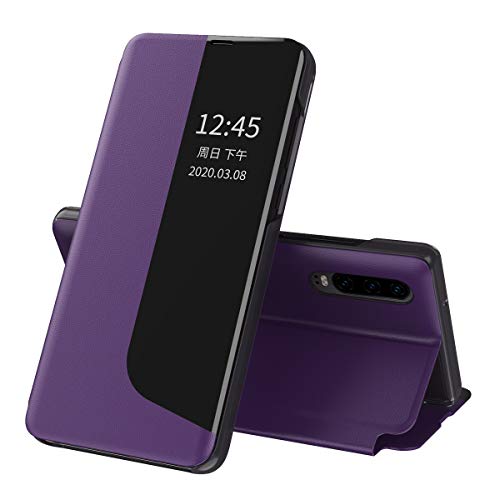 QIWEIQING Kompatibel mit Huawei P30 Pro Hülle, Buchstil Spiegel Handyhülle Makeup Clear View Ständer Schutzhüllen Flip Tasche Etui für Huawei P30 Pro. Purple QH3 von QIWEIQING