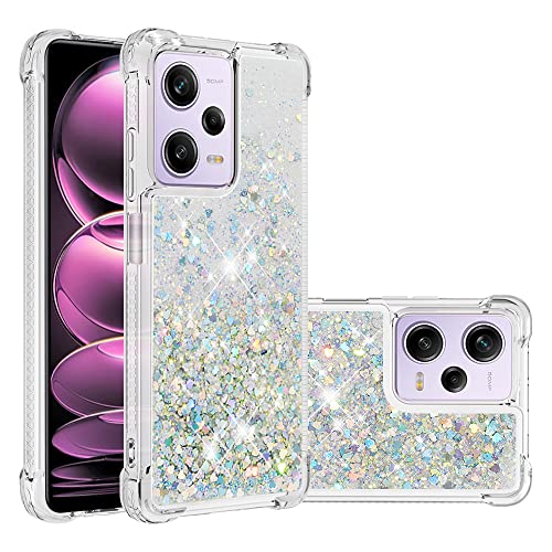 QIWEIQING Kompatibel mit Redmi Note 12 Pro Hülle, [Silver Back] Mädchen Glitzern Kratzfest Hülle, Leicht Cover Silikon Anti-Fingerabdruck Schutzhülle für Xiaomi Poco X5 Pro.Silver YBL von QIWEIQING