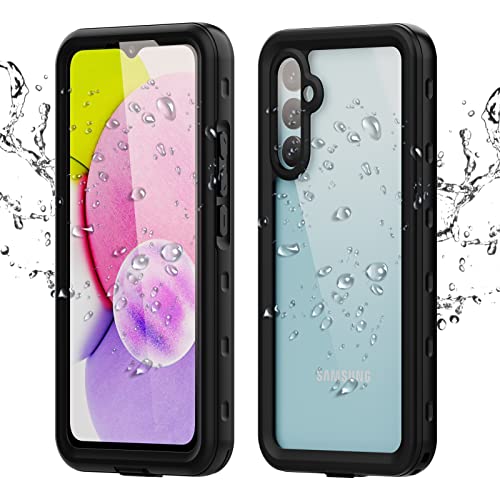 QIWEIQING Kompatibel mit Samsung Galaxy A14 5G Hülle, IP68 wasserdichte Outdoor Handyhülle, 360 Grad Schutzhülle Staubdicht Sturzfest Stoßfest Bumper Cover Case für Galaxy A14 5G.Schwarz FSK von QIWEIQING