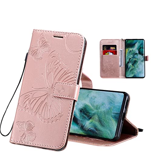 QIWEIQING Kompatibel mit Samsung Galaxy A40 Leder Handy Hülle, Wallet Case Flip Cover Schutzhülle Brieftasche mit Magnetverschluss Kartenfächer,Flip Case für Samsung A40 Rose Gold KT von QIWEIQING