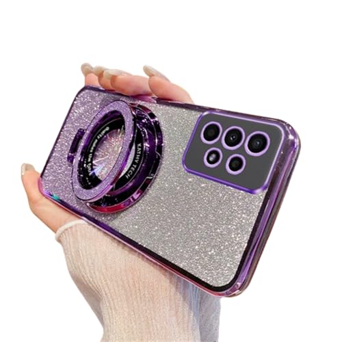 QIWEIQING Kompatibel mit Samsung Galaxy A53 5G Glitzer Hülle Kompatibel mit MagSafe, Strass Bling Diamant Schutzhülle Ring Kameraschutz Silikon Schutzhülle für Samsung Galaxy A53 5G.Purple DS von QIWEIQING