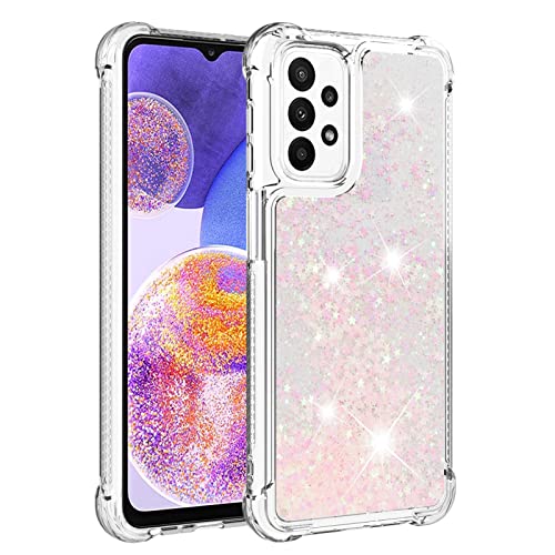 QIWEIQING Kompatibel mit Samsung Galaxy S23 Glitzer Hülle, Mädchen Glitzern Handyhülle,Paillette Flüssigkeit Clear Silikon Handyhülle Schutzhülle für Samsung Galaxy S23.Silver Pink YBL von QIWEIQING