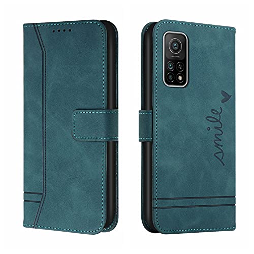 QIWEIQING Kompatibel mit Xiaomi Mi 10T Pro Hülle Leder, Klapphülle HandyHüllen Handytasche Case für Xiaomi Mi 10T, Flip Schutzhülle Flip Case für Xiaomi Mi 10T / Mi 10T Pro Green HX von QIWEIQING