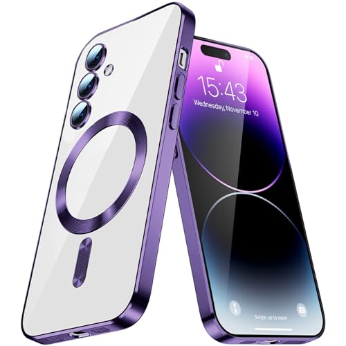 QIWEIQING Magnetisch für Samsung Galaxy S23 Hülle, Kompatibel mit MagSafe, [Kameraschutz Eingebaut] [Niemals Gelb] Dünn Handyhülle Anti Fingerabdruck Schutzhülle für Galaxy S23. Purple YIX von QIWEIQING