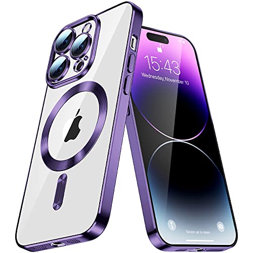 QIWEIQING Magnetisch für iPhone 14 Pro Hülle, Kompatibel mit MagSafe, [Kameraschutz Eingebaut] [Niemals Gelb] Dünn Handyhülle Anti Fingerabdruck Schutzhülle für iPhone 14 Pro. Purple YIX von QIWEIQING