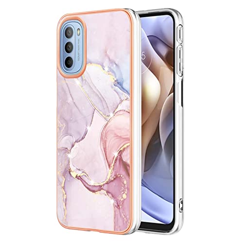 QIWEIQINGWH Kompatibel mit Hüllen für Motorola Moto G41, Ultra Dünn Handyhülle Glitzer Marmor Muster Mädchen Frau TPU Stoßfestes Case Cover für Motorola Moto G31 / Moto G41.Rose Gold YBD von QIWEIQINGWH