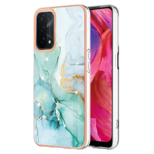 QIWEIQINGWH Kompatibel mit Marmor Hülle für Oppo A93 5G, Shlank Glänzend Marble Muster Handyhülle, Weich TPU Case Ultra Dünn Schutzhülle für Oppo A93 5G / A74 5G / A54 5G.Green YBD von QIWEIQINGWH