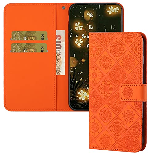 QIWEIQINGWH Kompatibel mit Samsung Galaxy A20E Hülle Leder, Klapphülle HandyHüllen Handytasche Case für Samsung Galaxy A20E, Flip Schutzhülle Flip Case für Samsung Galaxy A20E Orange XCH von QIWEIQINGWH