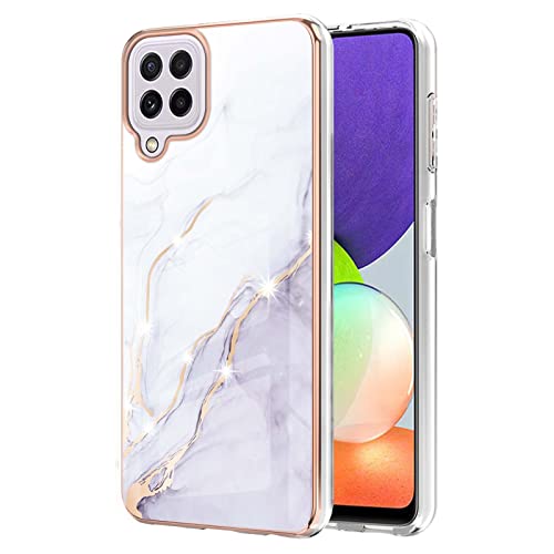 QIWEIQINGWH Schutzhülle kompatibel mit Samsung Galaxy A22 4G Hülle Marmor Matt Dünn Silikon TPU Bumper Case Marmor Mädchen Glitzern Handyhülle für Samsung Galaxy A22 4G / M32 White YBD von QIWEIQINGWH