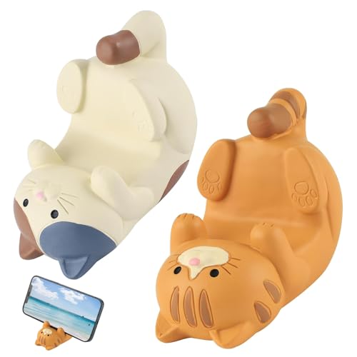 2pcs Funny Cat Holder Süßer Katze Telefonhalter FüR Katzen Universal Handyhalter Süßer Katze Tierische Niedlicher Handy Ständer Für Schreibtisch Katzen Handy Ständer Mobile Halterung Für Tablets von QIWEIS