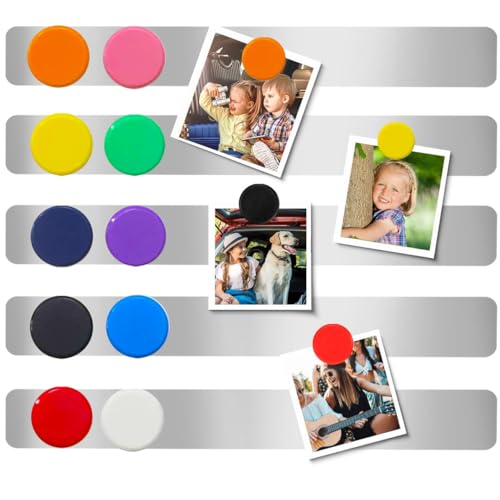 Magnettafel, Magnetleisten 5 Stück Memotafel Edelstahl Pinnwand-Streifen Starke Selbstklebende Magnetboard mit 10 Magnetknöpfen für Büro Küche Wohnung Kalender Fotowand von QIYILE